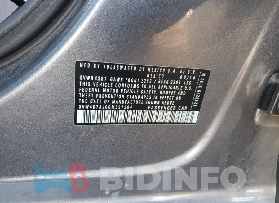 3VW4S7AJ0GM397354 Photo# 12
