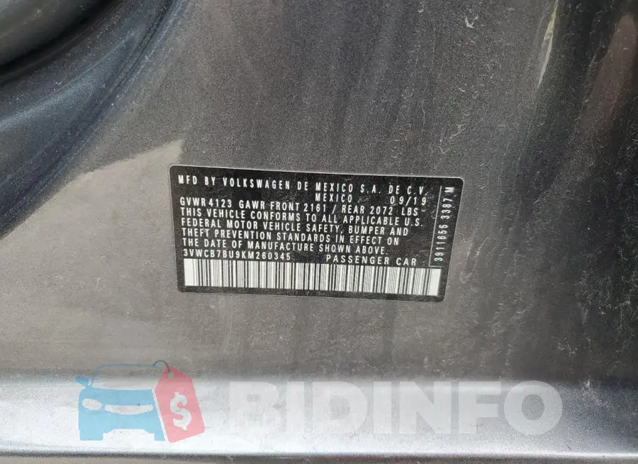 3VWCB7BU9KM260345 Photo# 12