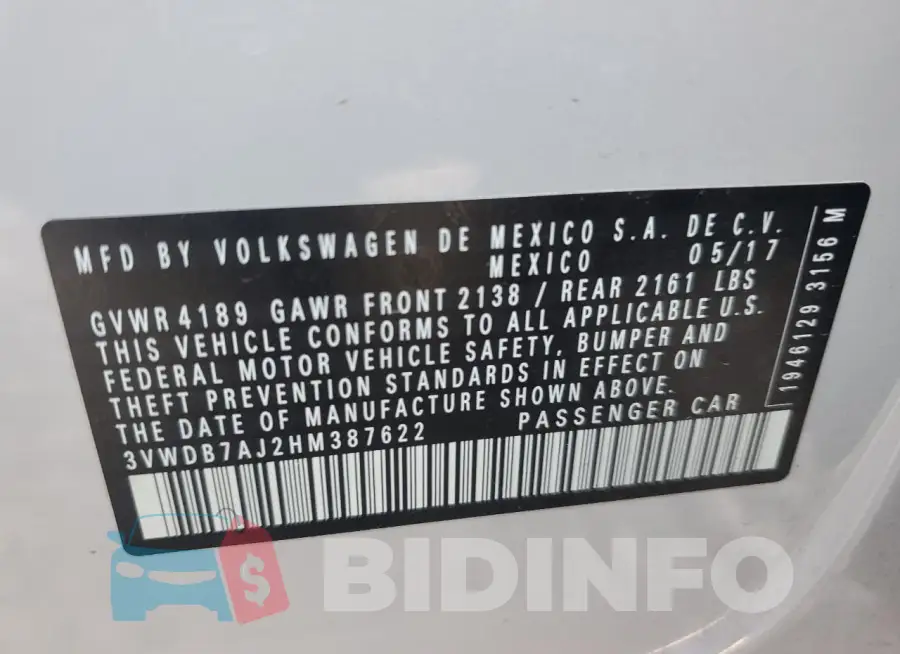3VWDB7AJ2HM387622 Photo# 12