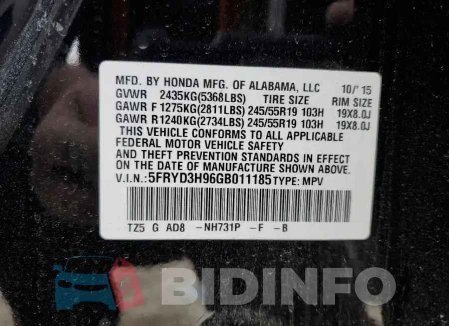 5FRYD3H96GB011185 Photo# 13