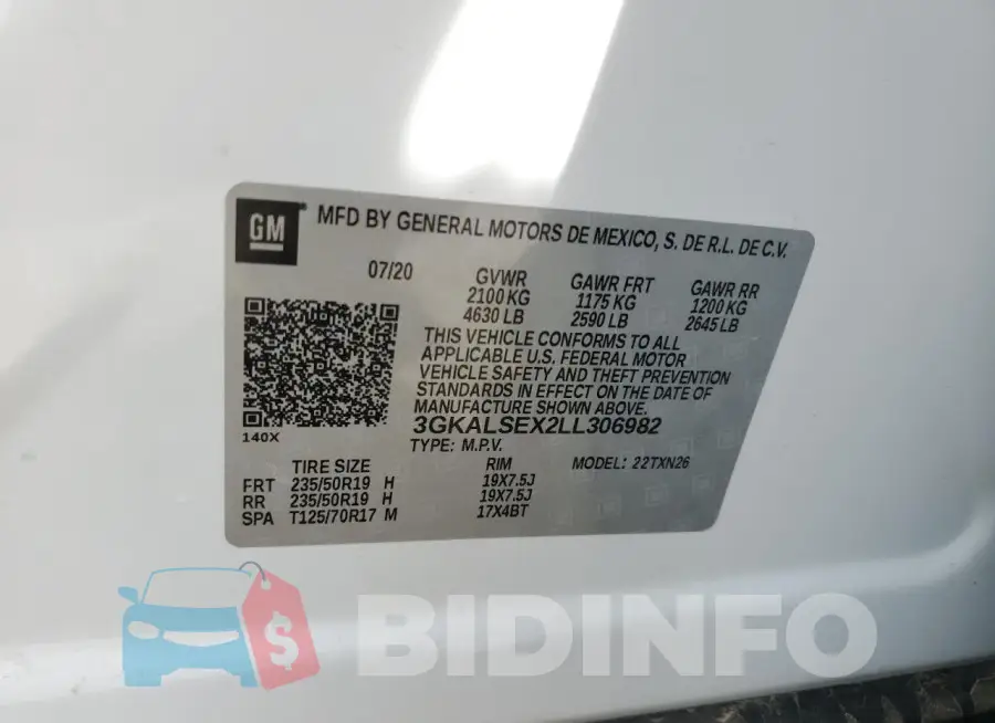 3GKALSEX2LL306982 Photo# 13