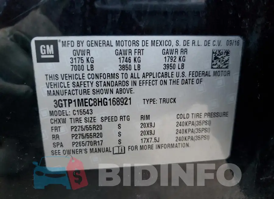 3GTP1MEC8HG168921 Photo# 12