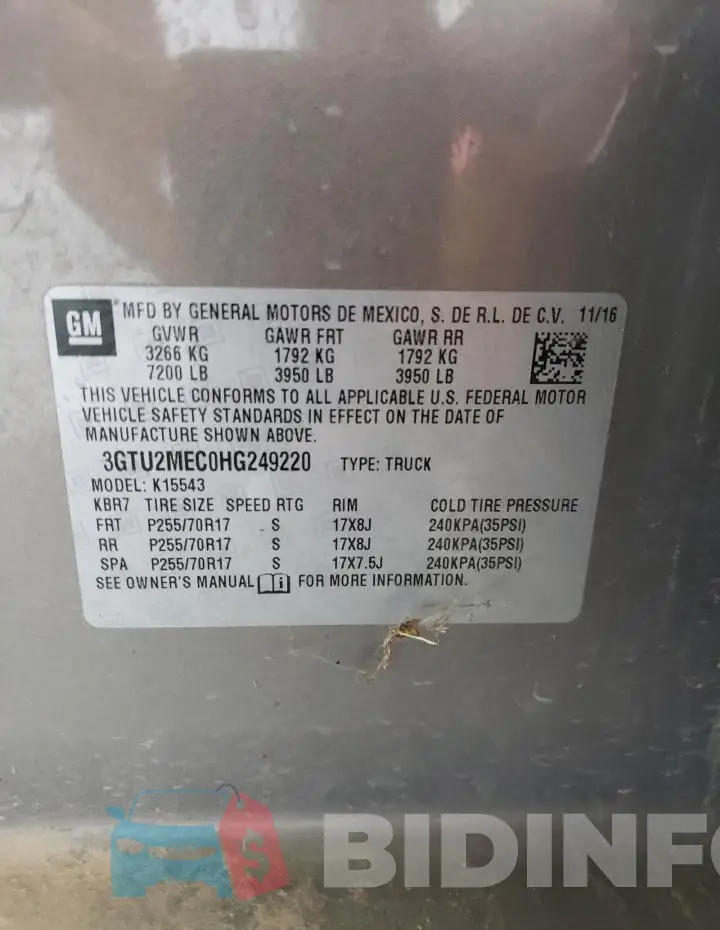 3GTU2MEC0HG249220 Photo# 12