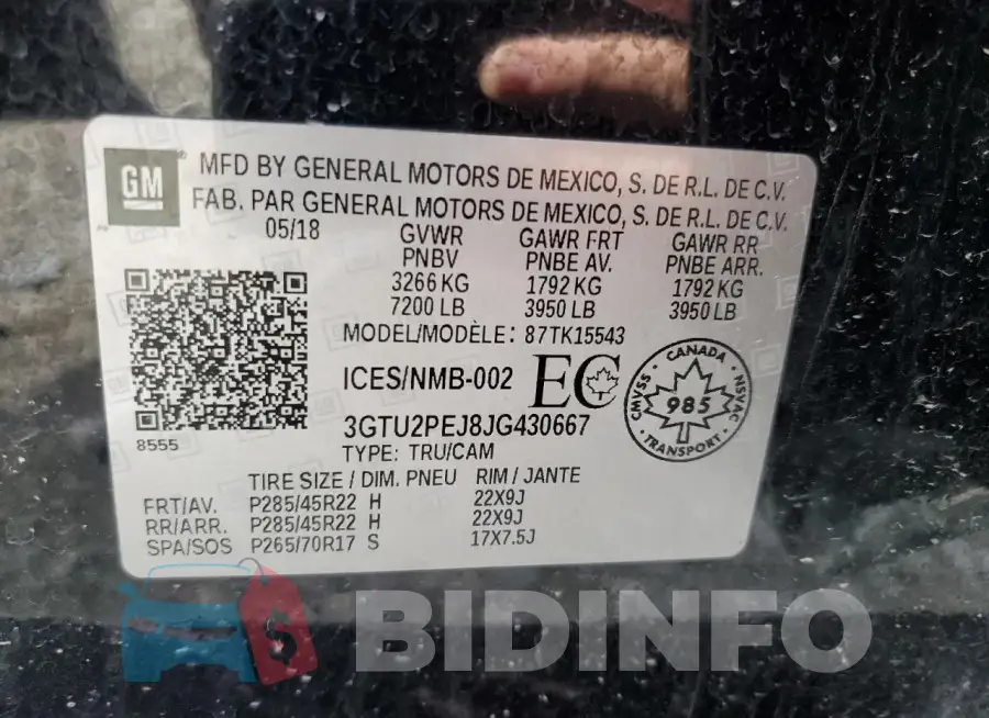 3GTU2PEJ8JG430667 Photo# 12