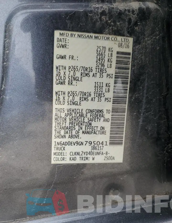 1N6AD0EV9GN795041 Photo# 12