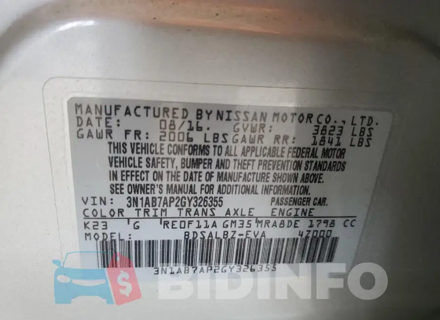 3N1AB7AP2GY326355 Photo# 12