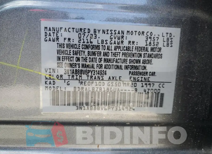 3N1AB8BV6PY314924 Photo# 12