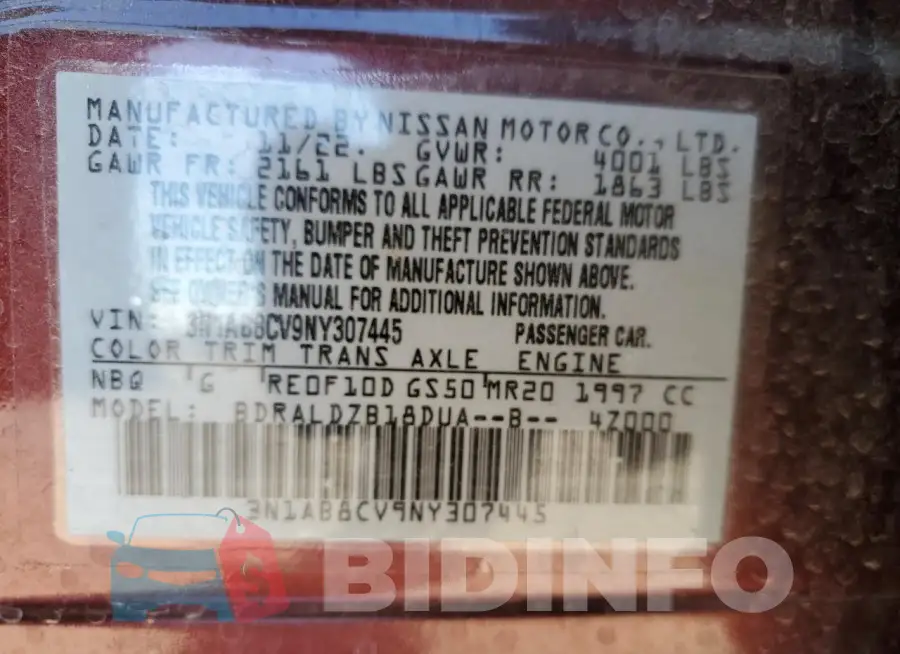 3N1AB8CV9NY307445 Photo# 12