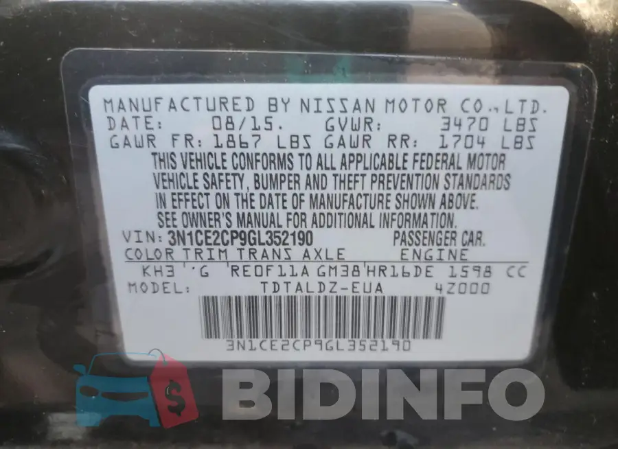 3N1CE2CP9GL352190 Photo# 12