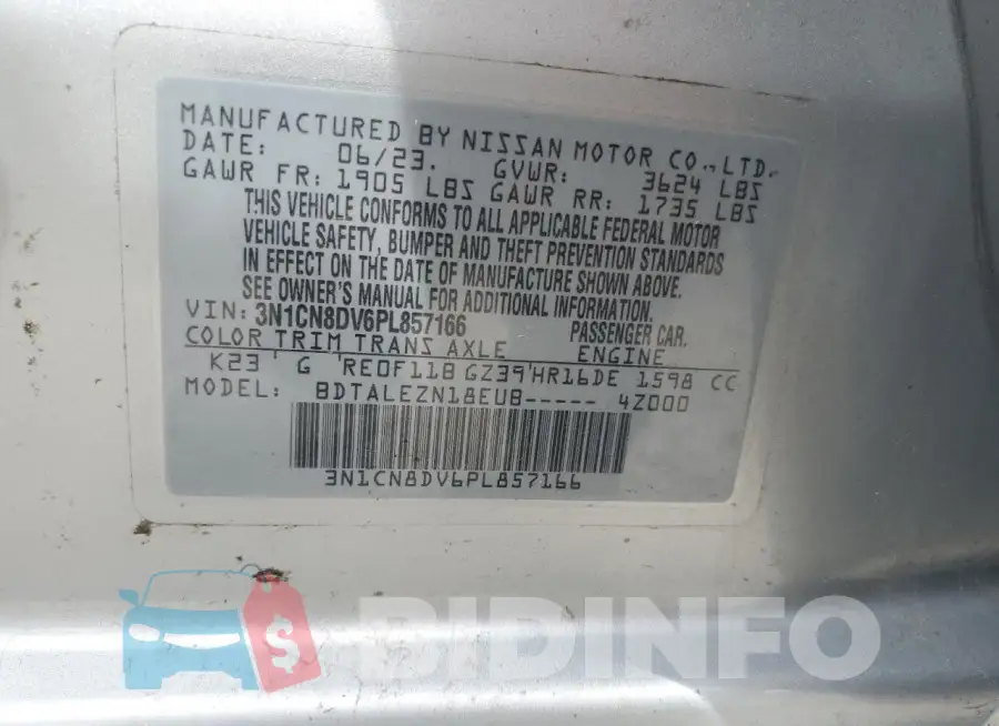 3N1CN8DV6PL857166 Photo# 12
