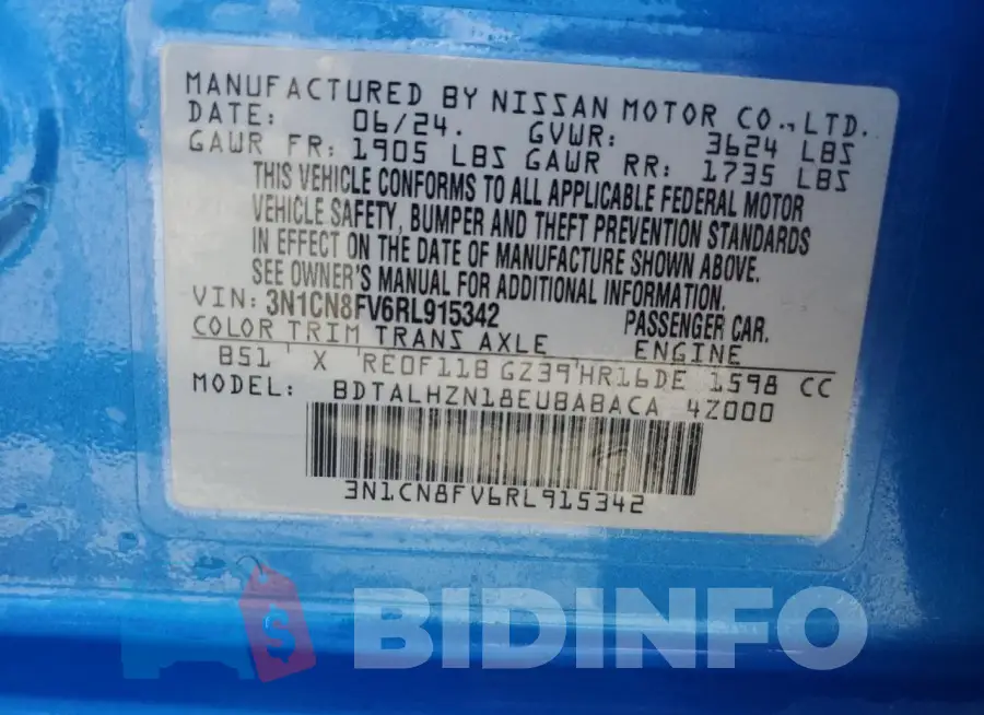 3N1CN8FV6RL915342 Photo# 13