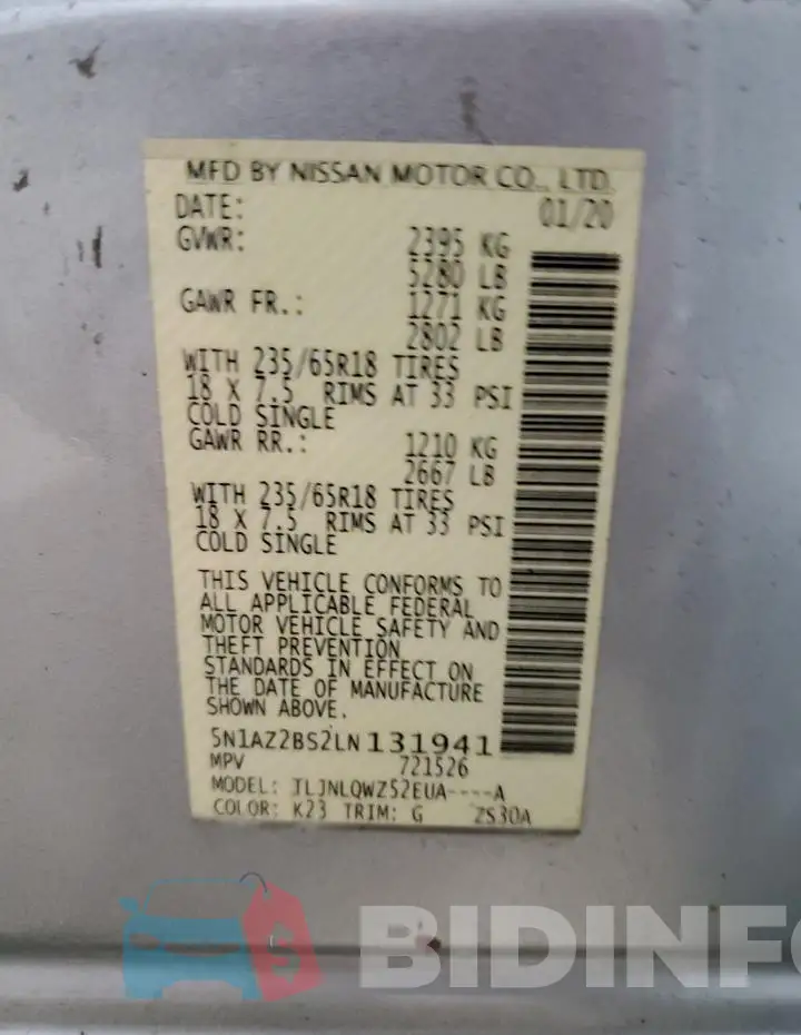 5N1AZ2BS2LN131941 Photo# 13