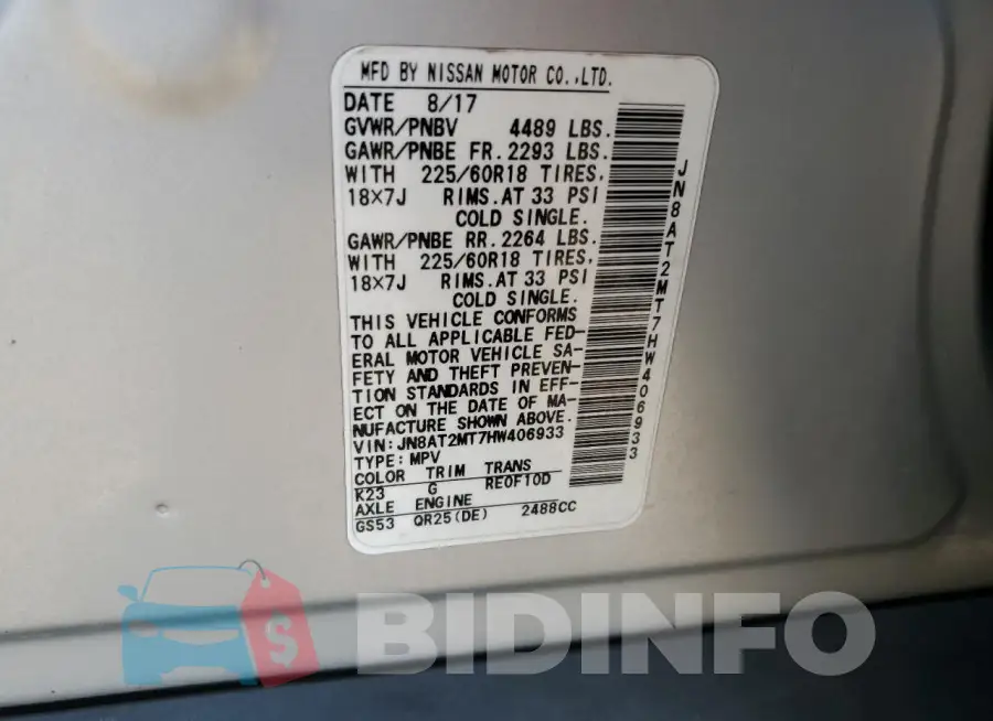 JN8AT2MT7HW406933 Photo# 14