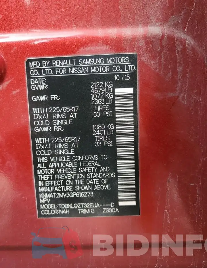 KNMAT2MV3GP616273 Photo# 14