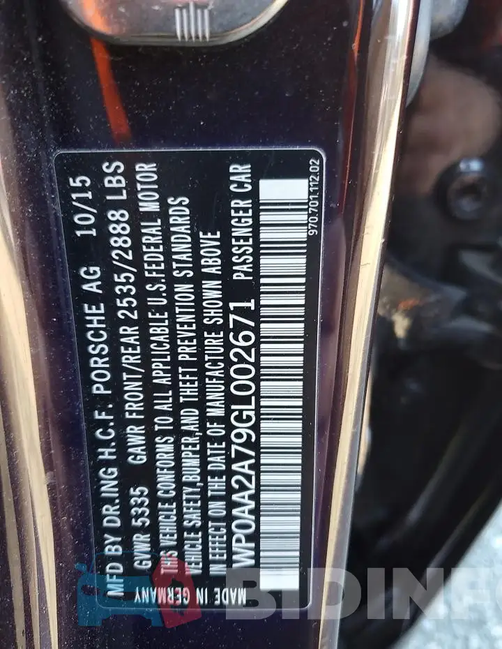 WP0AA2A79GL002671 Photo# 12
