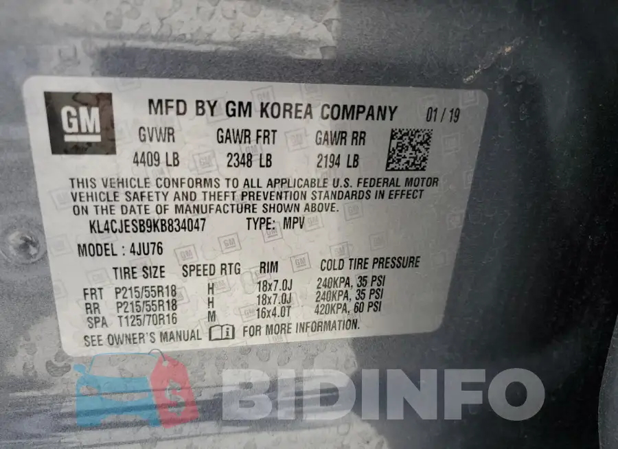 KL4CJESB9KB834047 Photo# 13