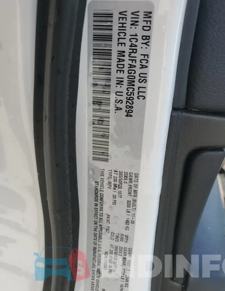 1C4RJFAG0MC592894 Photo# 13