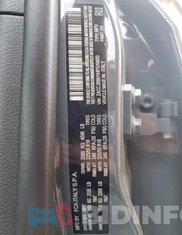 ZACCJBBH1HPG10603 Photo# 13