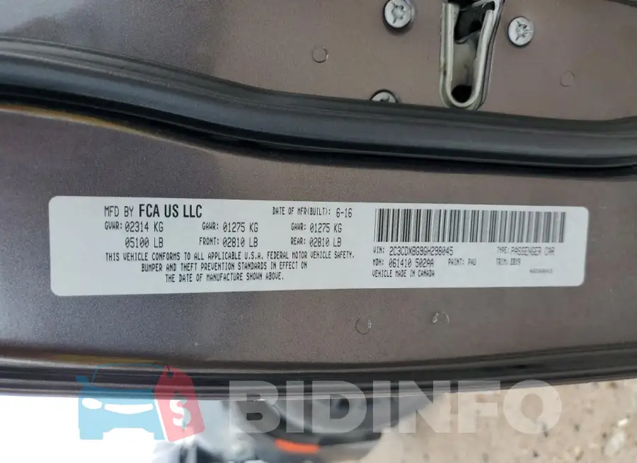 2C3CDXBG9GH298045 Photo# 12