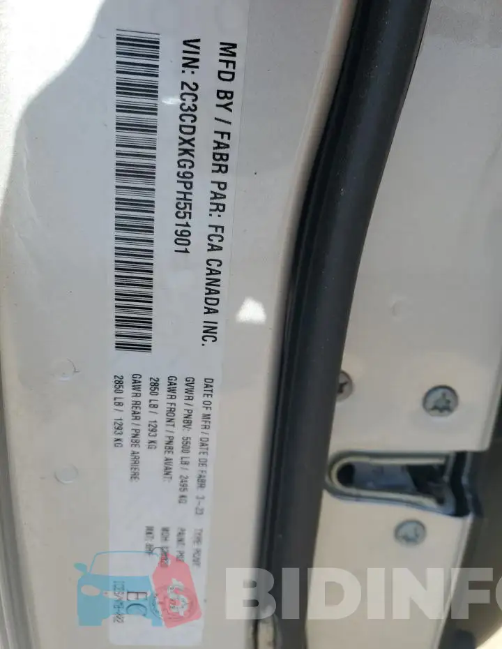 2C3CDXKG9PH551901 Photo# 12
