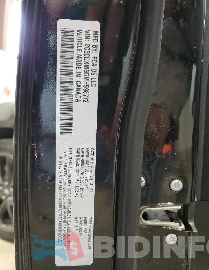 2C3CDXMG5MH598772 Photo# 12
