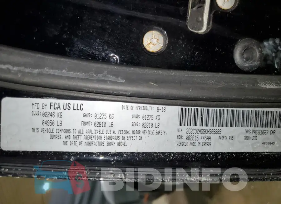 2C3CDZAG5KH505889 Photo# 12