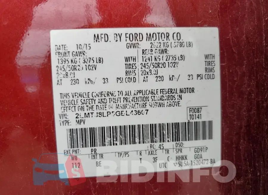 2LMTJ8LP5GBL43607 Photo# 13
