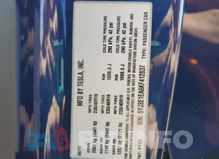 5YJ3E1EA6KF412837 Photo# 12