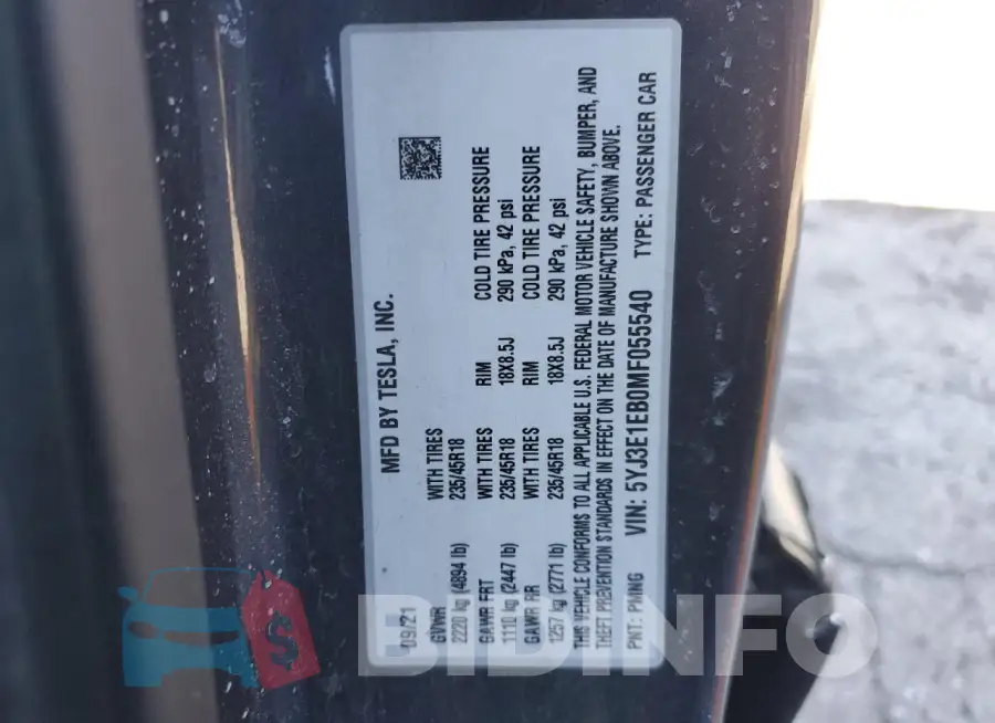5YJ3E1EB0MF055540 Photo# 12