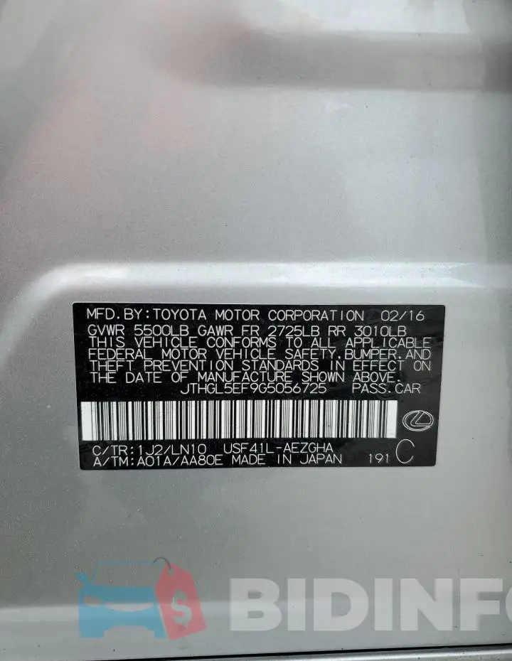 JTHGL5EF9G5056725 Photo# 12