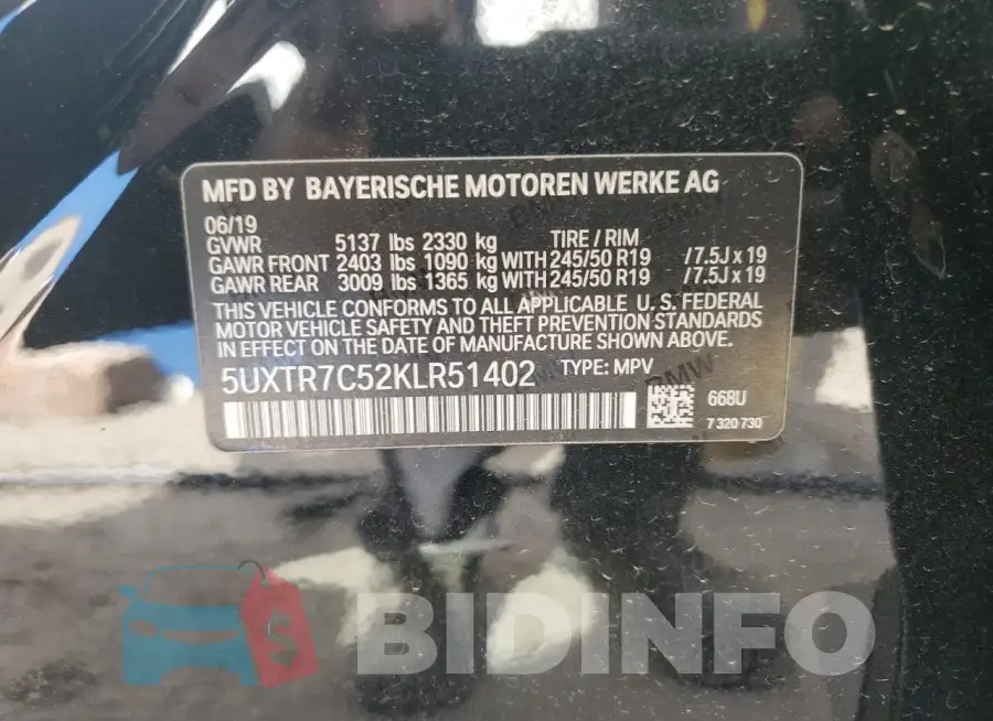 5UXTR7C52KLR51402 Photo# 13