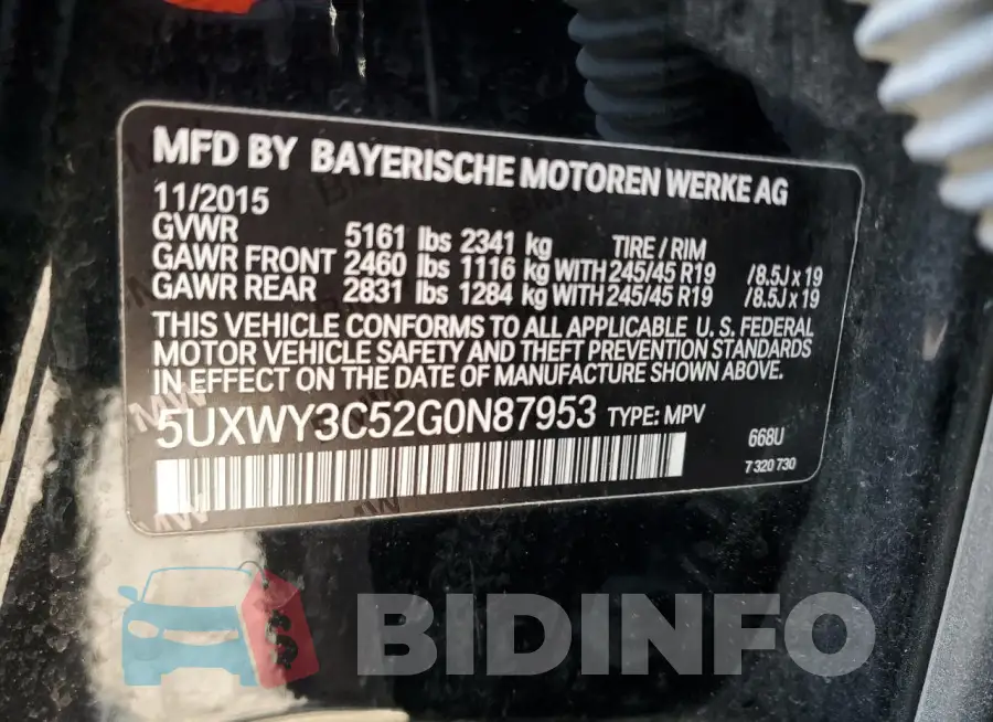 5UXWY3C52G0N87953 Photo# 14