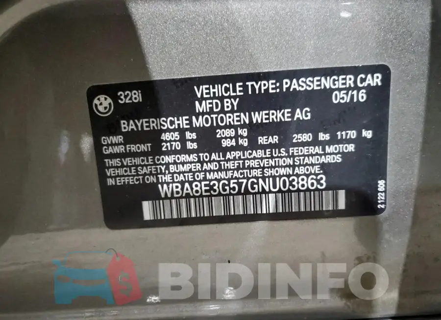 WBA8E3G57GNU03863 Photo# 12