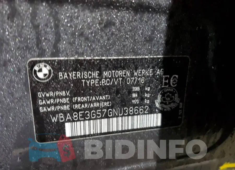 WBA8E3G57GNU38662 Photo# 13