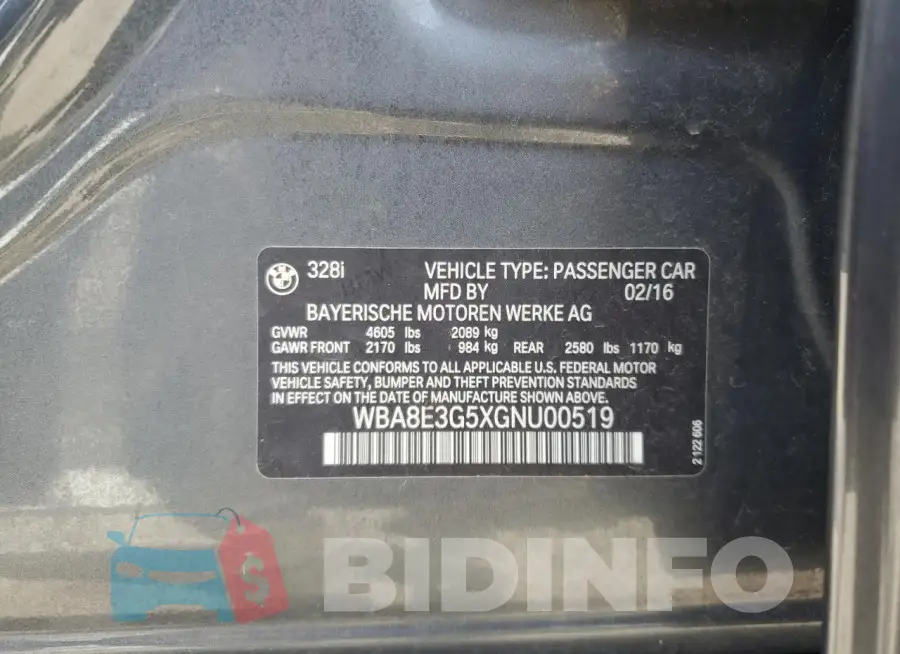 WBA8E3G5XGNU00519 Photo# 12