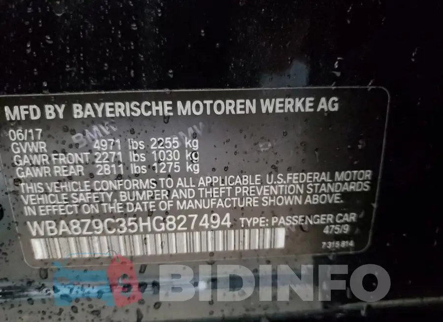 WBA8Z9C35HG827494 Photo# 12