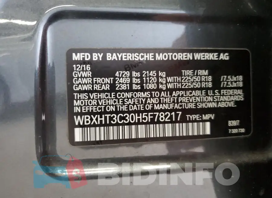 WBXHT3C30H5F78217 Photo# 13