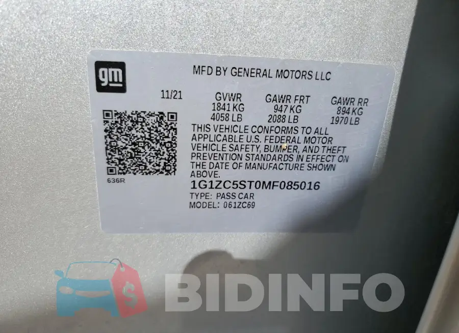 1G1ZC5ST0MF085016 Photo# 12