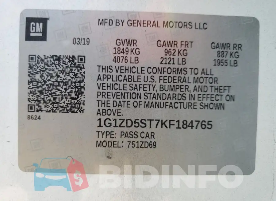 1G1ZD5ST7KF184765 Photo# 13