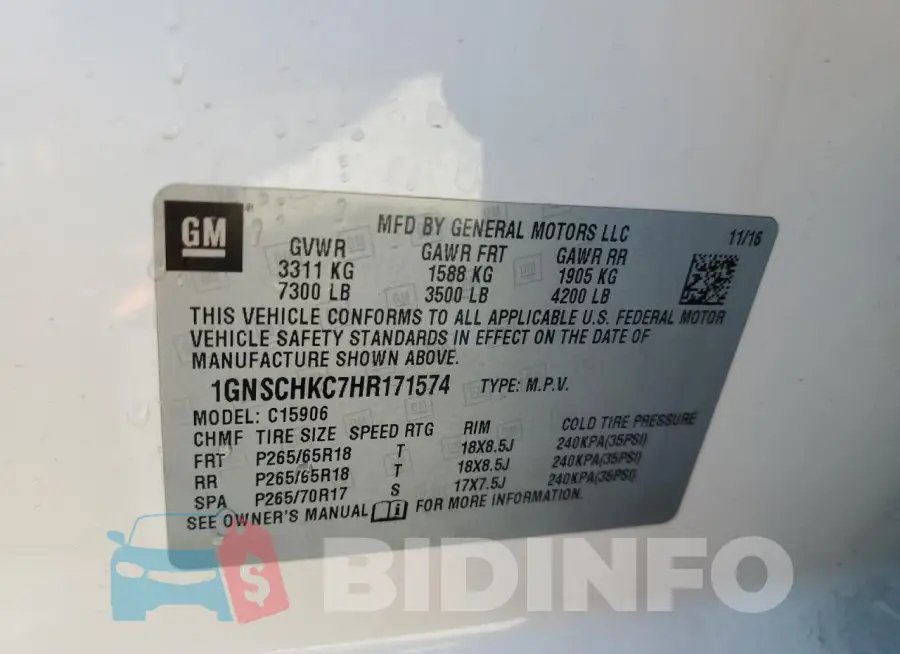 1GNSCHKC7HR171574 Photo# 13
