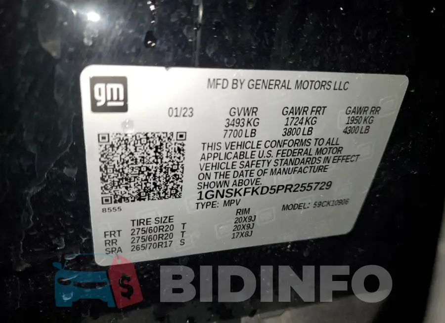 1GNSKFKD5PR255729 Photo# 13