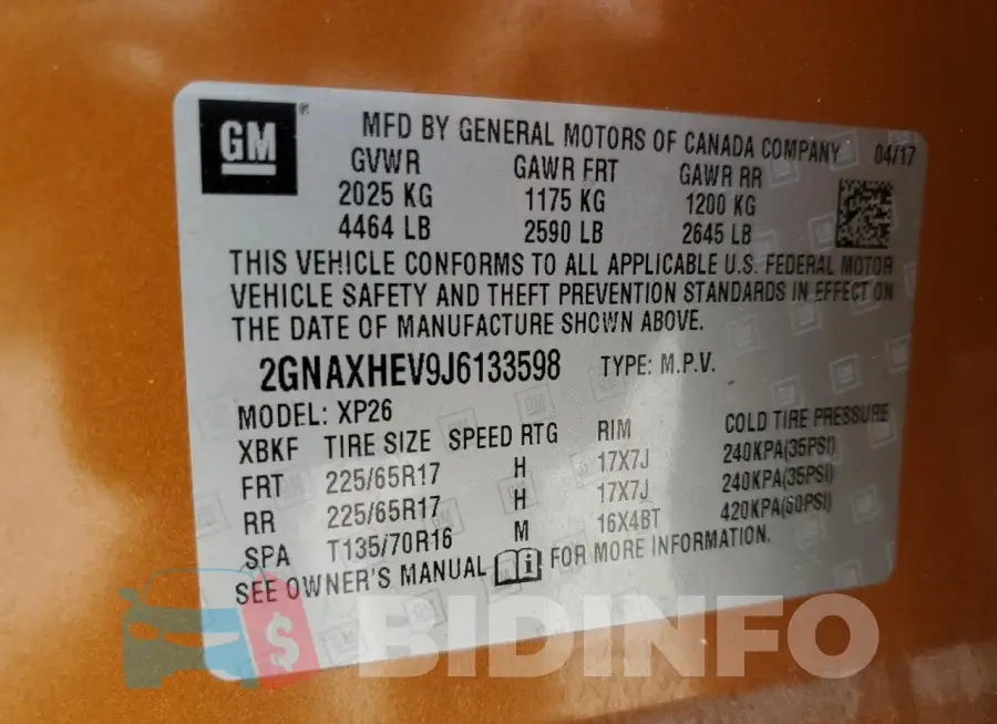 2GNAXHEV9J6133598 Photo# 12