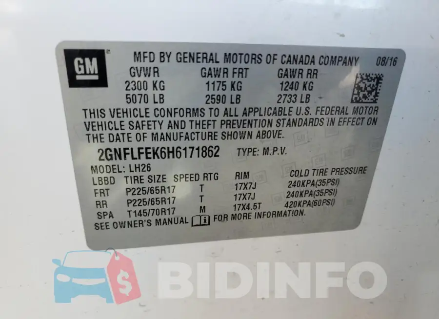 2GNFLFEK6H6171862 Photo# 14