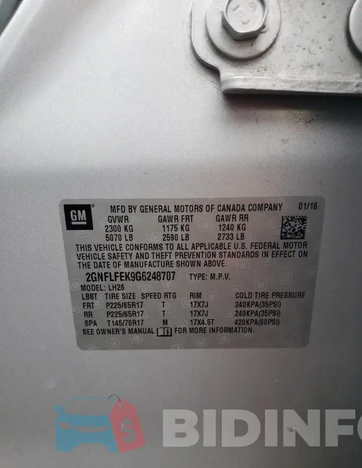 2GNFLFEK9G6248707 Photo# 13