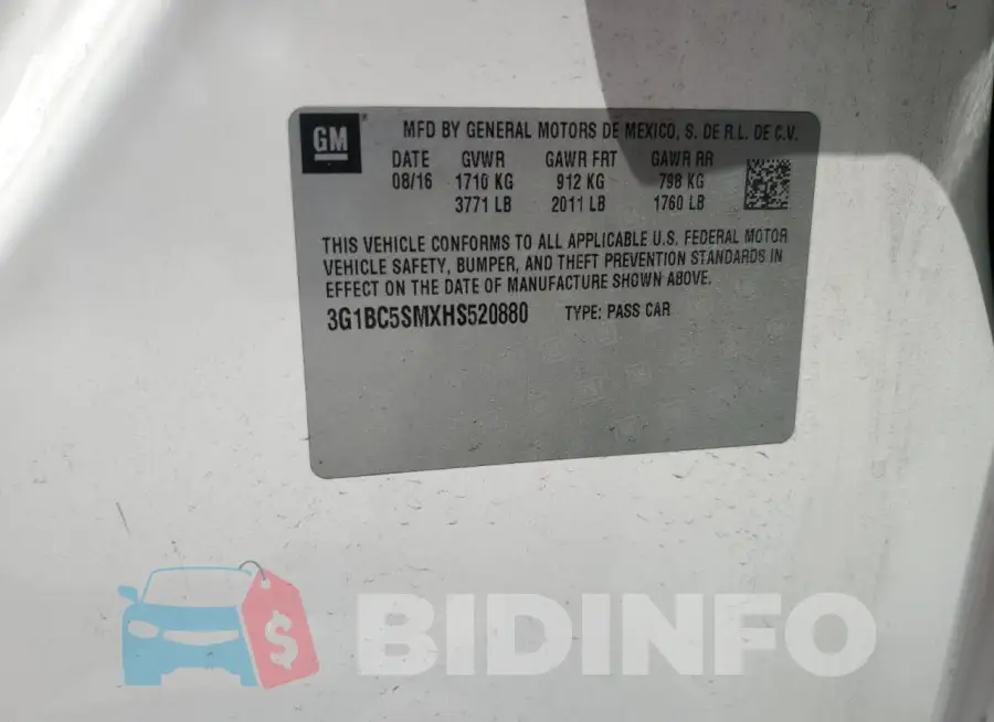 3G1BC5SMXHS520880 Photo# 12
