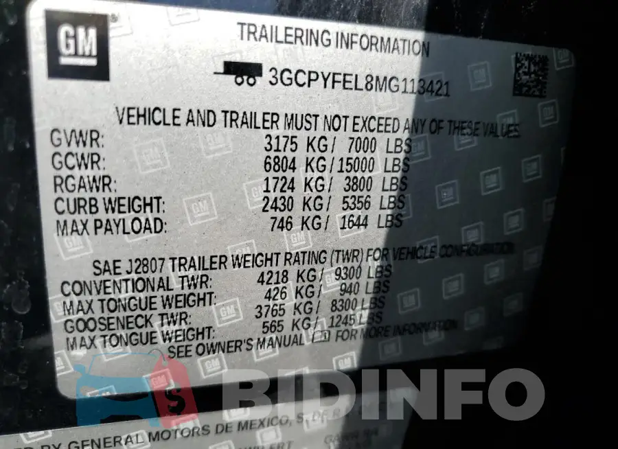3GCPYFEL8MG113421 Photo# 12