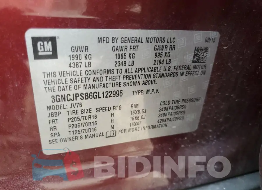 3GNCJPSB6GL122996 Photo# 13