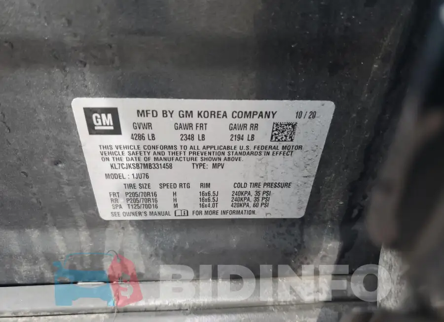 KL7CJKSB7MB331458 Photo# 13