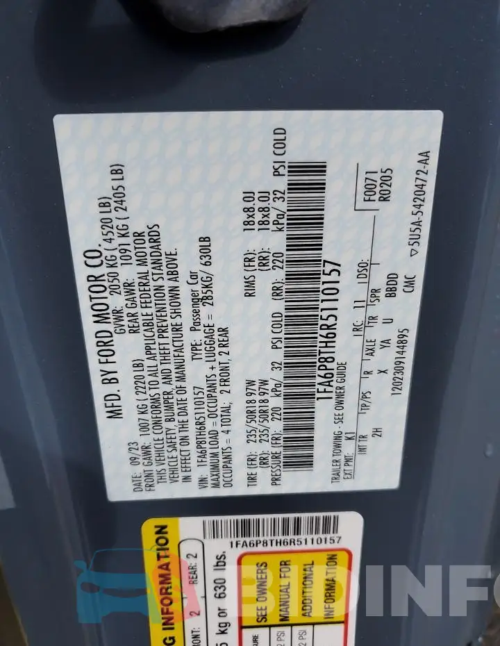 1FA6P8TH6R5110157 Photo# 12