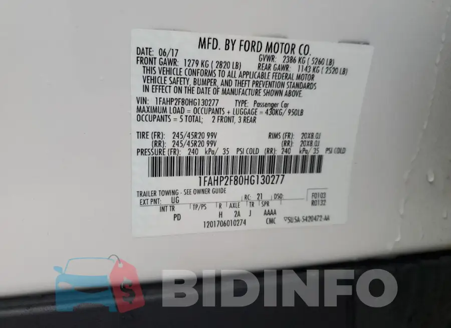 1FAHP2F80HG130277 Photo# 12